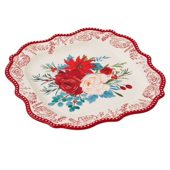 2022 New Pioneer Woman Cheerful Rose Holiday Platter - Picture 4 of 6